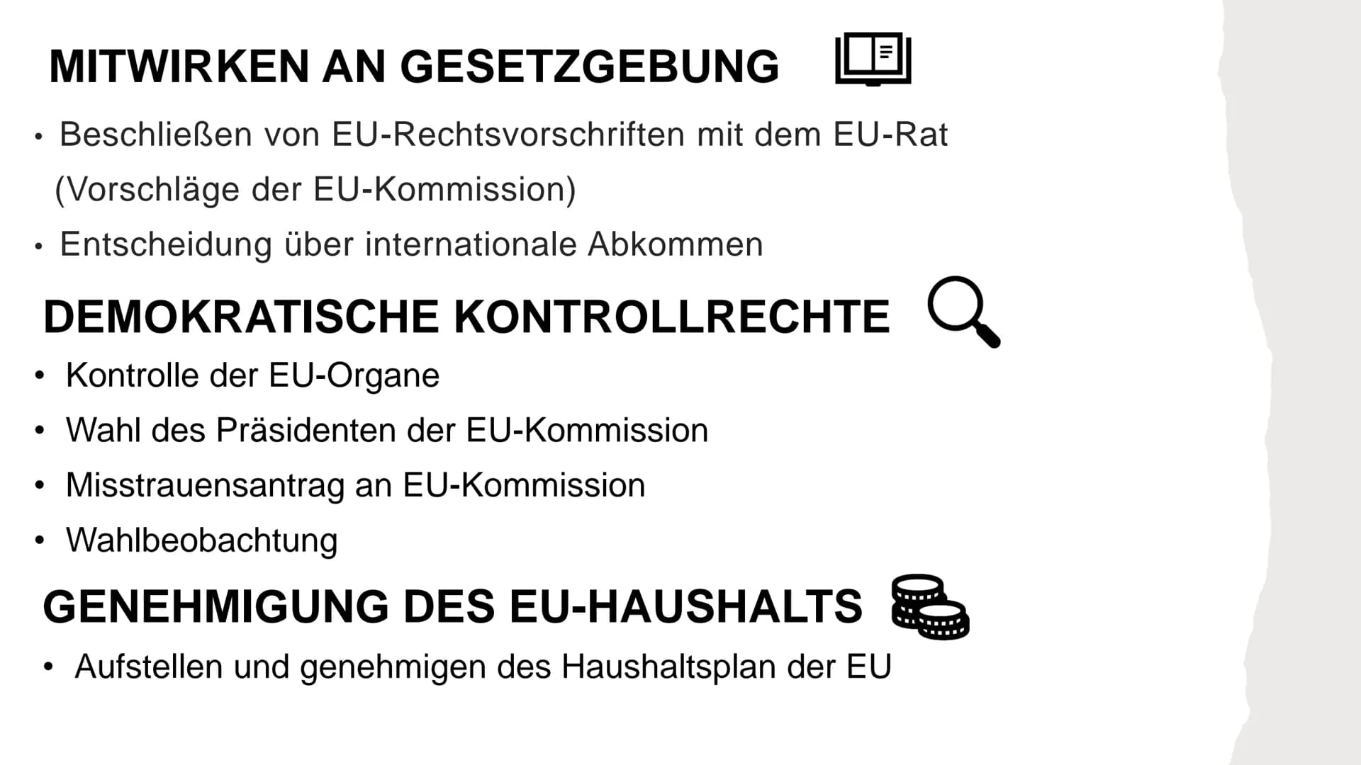 # DAS EUROPÄISCHE PARLAMENT

Von Leny, Rieke & Jette-Marie # GLIEDERUNG

Was ist das Europäische Parlament?
Wahlen
Aufgaben
Ziele
Fraktionen