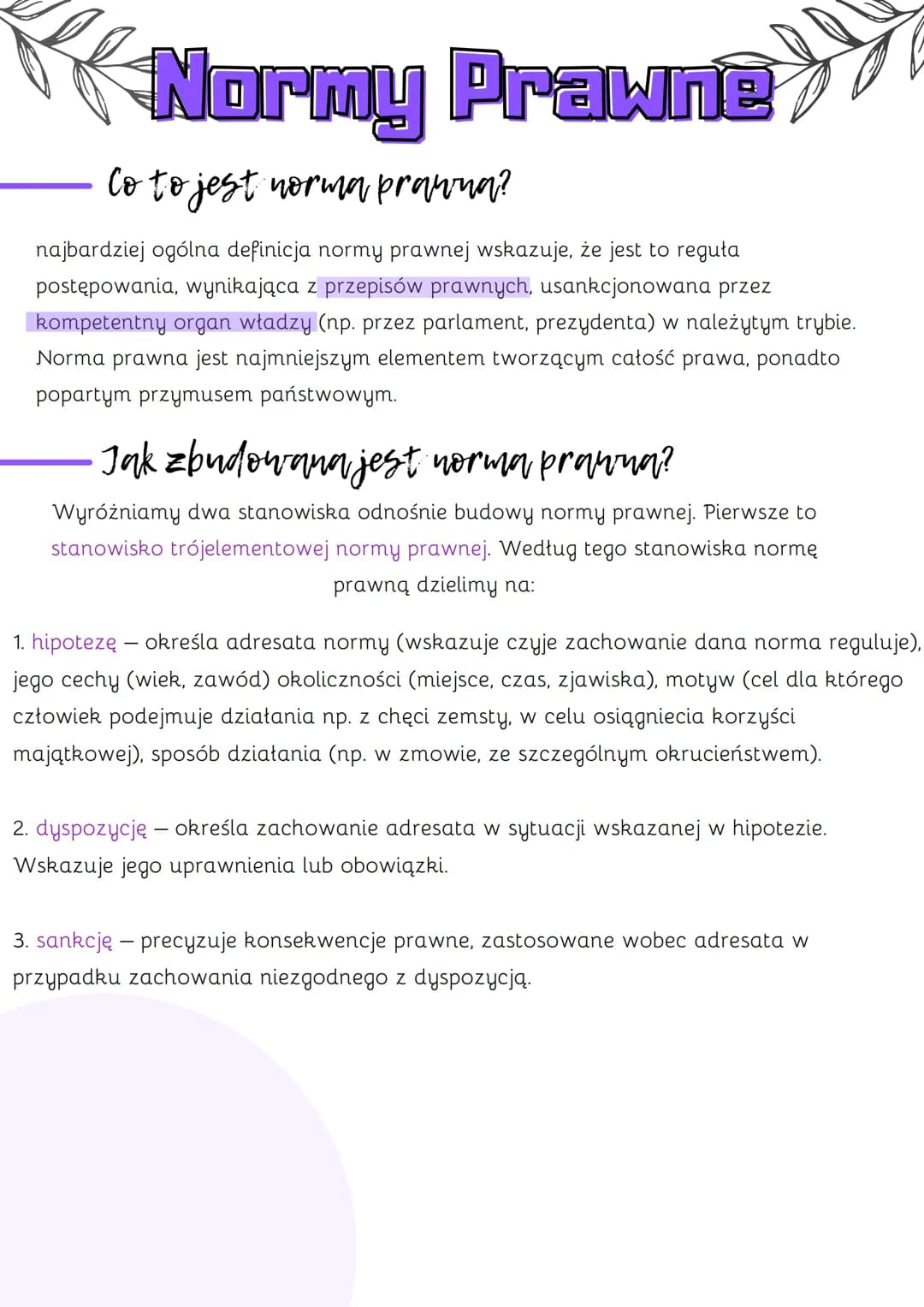 # Normy Prawne

## Co to jest norma prawna?

najbardziej ogólna definicja normy prawnej wskazuje, że jest to reguła
postępowania, wynikająca