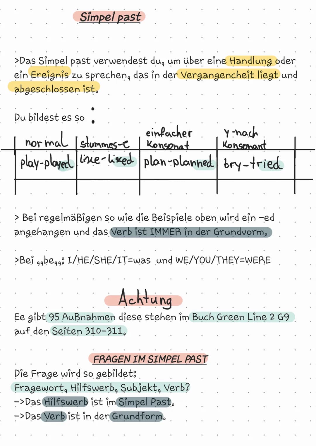 Simpel past

>Das Simpel past verwendest du, um über eine Handlung oder
ein Ereignis zu sprechen, das in der Vergangencheit liegt und
abgesc