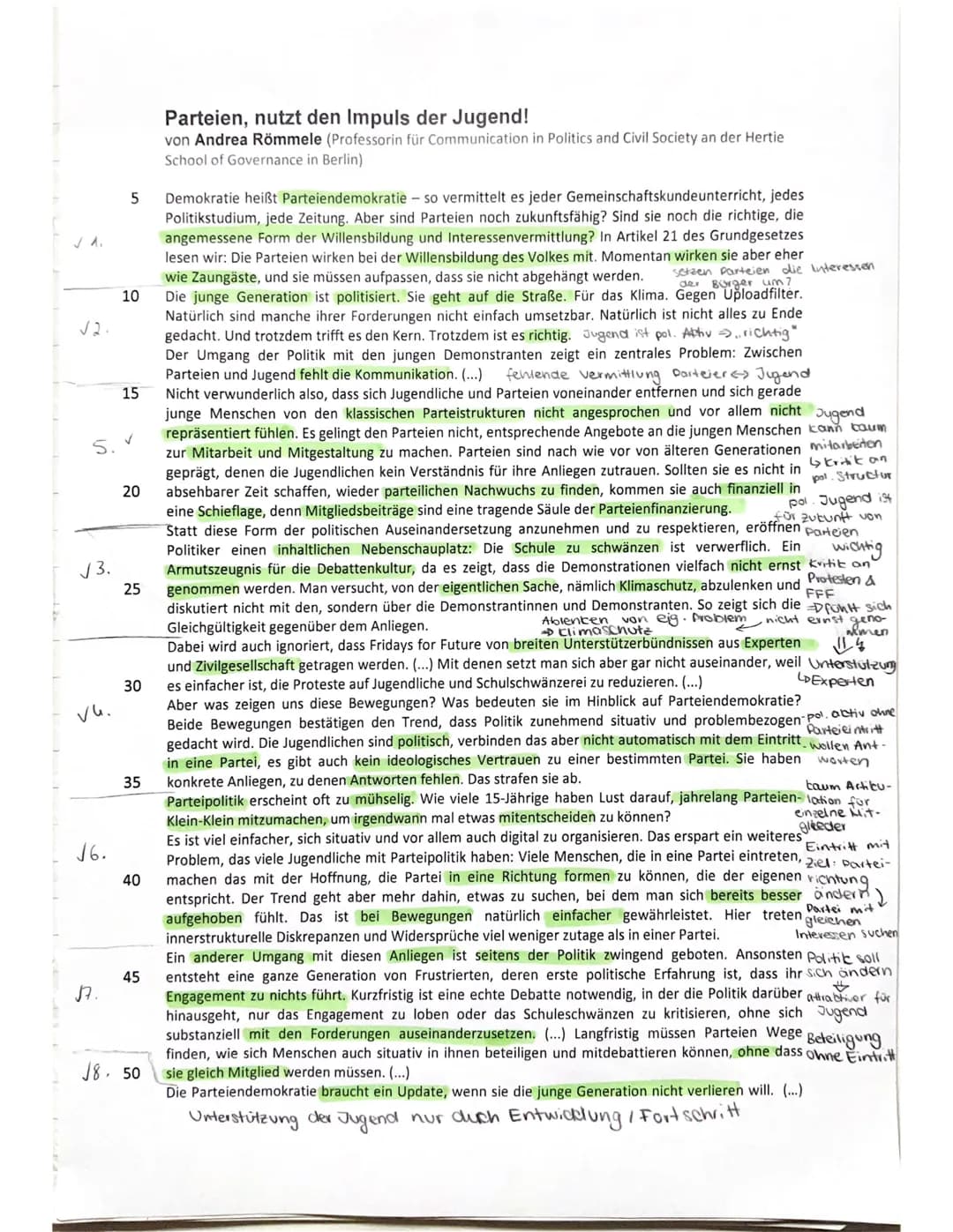 2. Klausur
Leistungskurs Politik - Wirtschaft Jg. 12 08.12.2021/

Aufgabenstellung:

1.  Fassen Sie Römmeles Aussagen über jugendliche Prote