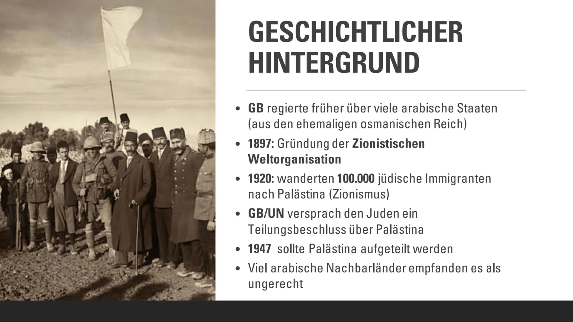 DER

NAHOSTKONFLIKT

zwischen Palästina und Israel

🇵🇸 🇮🇱 - Jüdisches Volk möchte ein Ort für sich
- Juden wurden in vielen Ländern verf