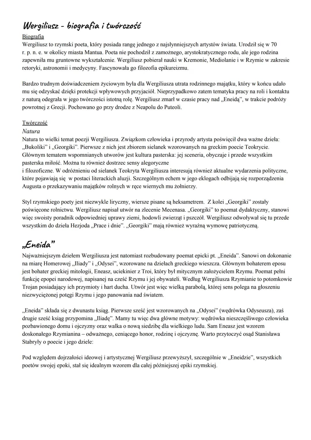 # Wergiliusz - biografia i twórczość

Biografia

Wergiliusz to rzymski poeta, który posiada rangę jednego z najsłynniejszych artystów świata