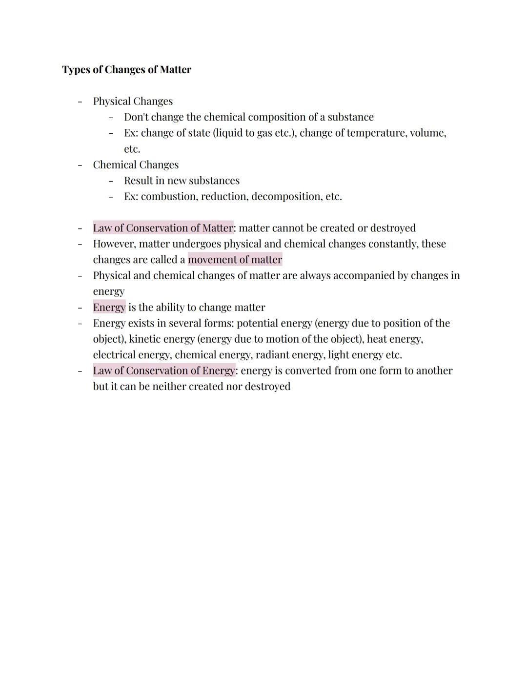 # Matter & Measurement

- Chemistry is the study of matter, its properties, and changes between matter

## Matter

- Four phases of matter a