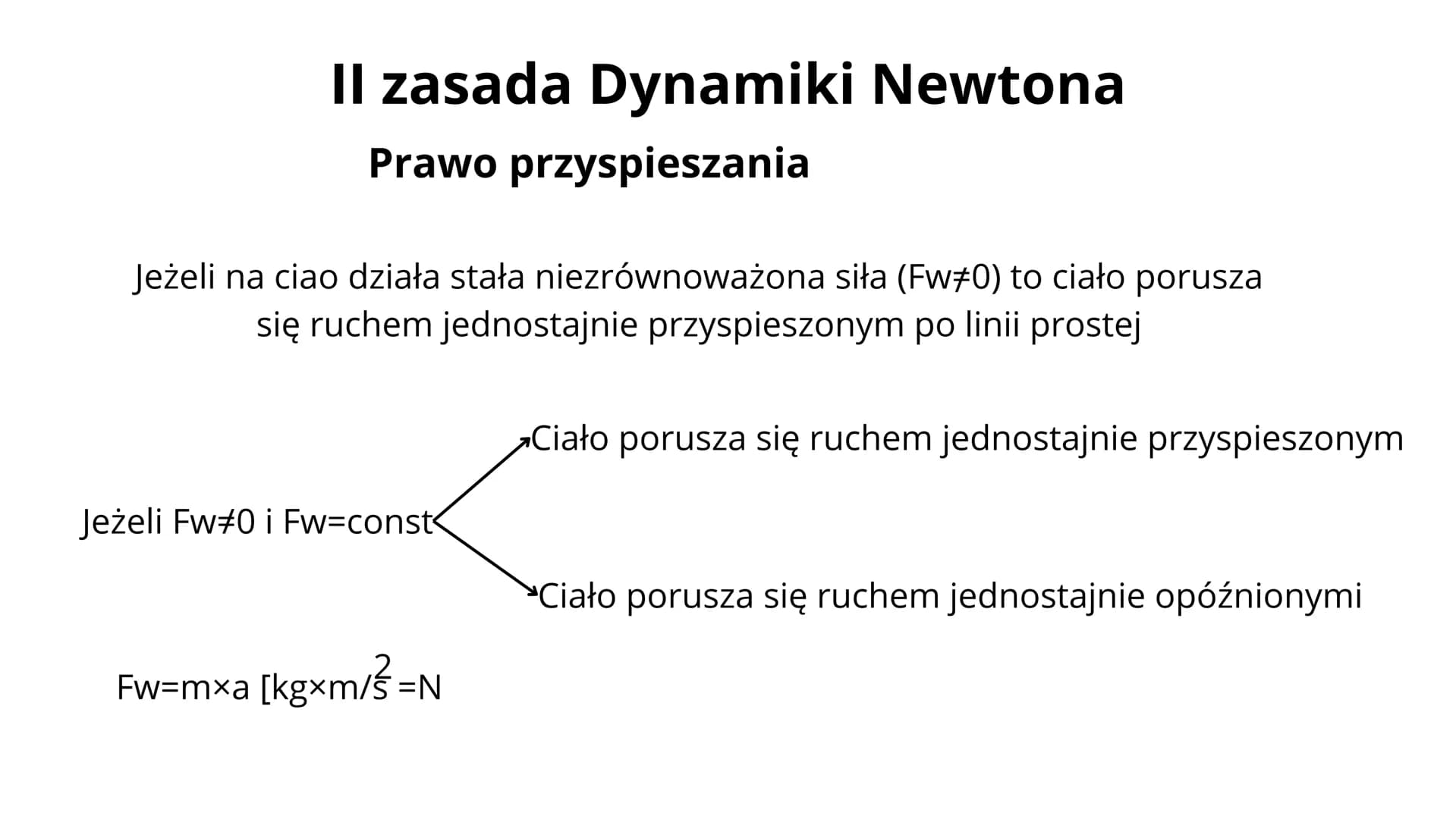 # I zasada Dynamiki Newtona
Zasada bezwładności

Jeżeli na ciało nie działają żadne siły, lub siły działające się równoważą (Fw=0) to
ciało 