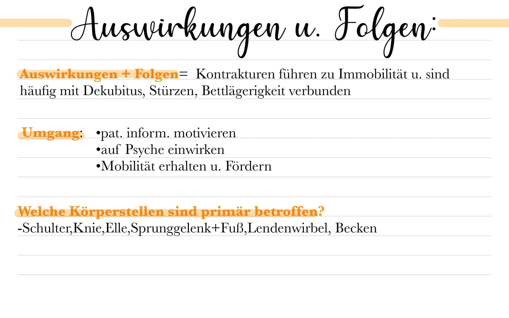 # Kontrakturenprophylaxe

=> Funktions- u. Bewegungseinschränkung von Gelenken.
Kontrakturen sind Veränderungen an
beteiligten Strukturen de