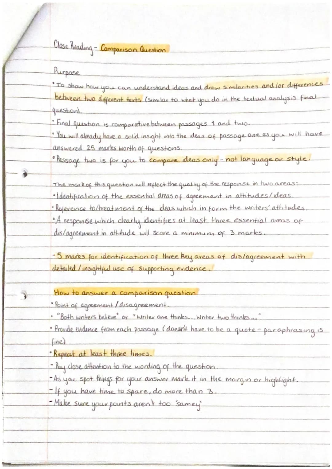 Close Reading- Comparison Question

Purpase
• To show how you can understand ideas and draw similarities and for differences.
between two di