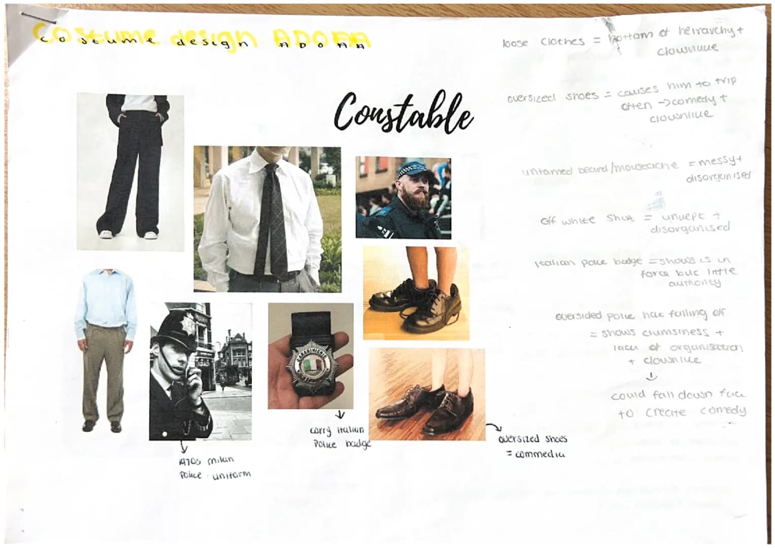 Costume elements:
> costume shapes can create
different impressions of characters

different
costume elements
can change how an actor
stands