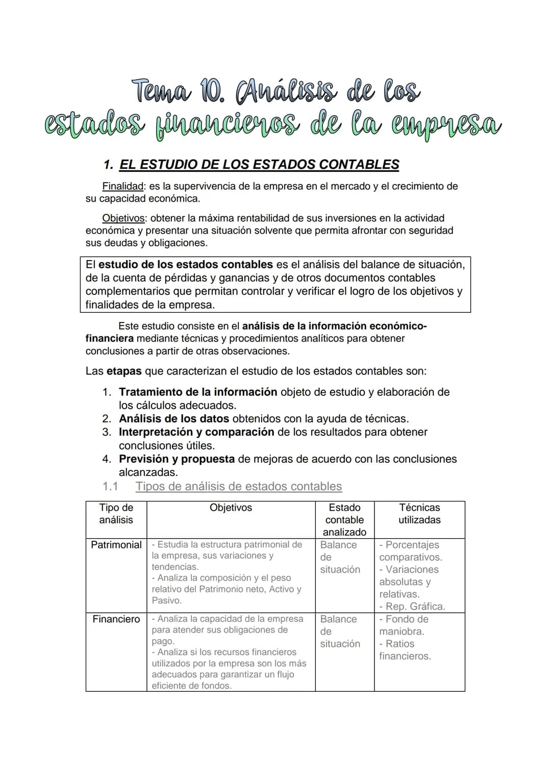 - Económico - Analiza la evolución de los
  resultados de la empresa y de sus
  componentes.
- Analiza la rentabilidad de las
  inversiones 