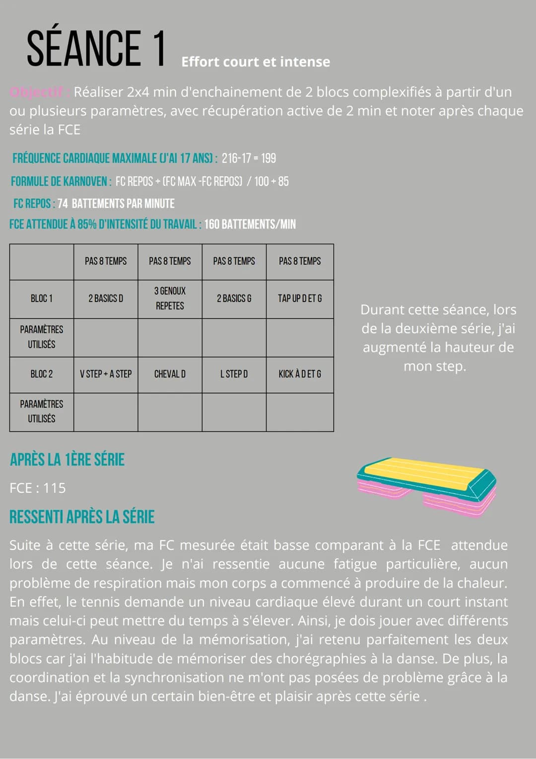 # CARNET
# D'ENTRAINEMENT
LOLA PATROUILLAULT / ANNÉE 2021-2022 # SÉANCE 1
Effort court et intense
Objectif Réaliser 2x4 min d'enchainement d
