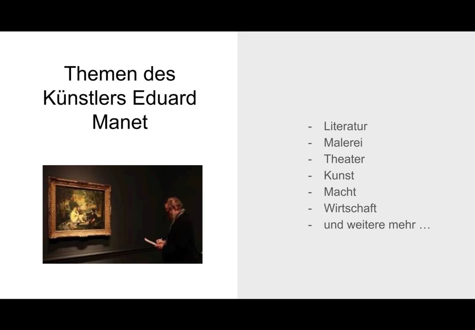 Édouard Manet

Impressionismus

Lilly Gerlach 24.01.2023 # Inhaltsverzeichnis

1. Allgemeine Informationen über
Edouard Manet

1. Lebenslauf