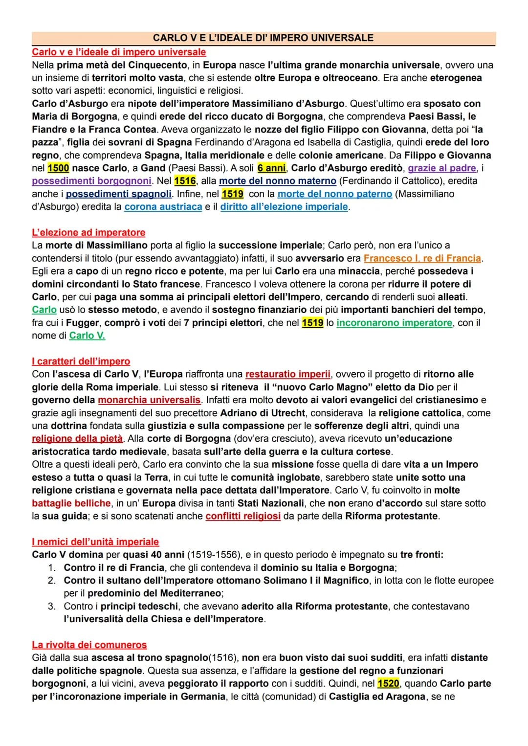 # CARLO V E L'IDEALE DI' IMPERO UNIVERSALE

Carlo v e l'ideale di impero universale

Nella prima metà del Cinquecento, in Europa nasce l'ult