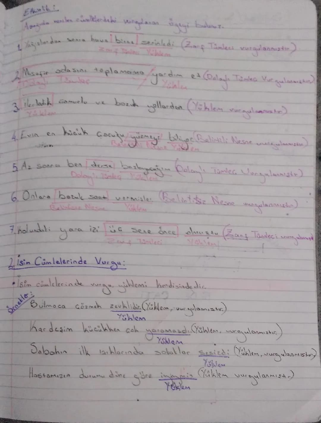 # CÜMLEDE YURGU

1. Fiil (Eylem) Cümlelerinde Vungu:

- Yüklem sonda veya ortadaysa vurgu, yüklemden önceki sözcüktedir.

örnekler:
Her şeyi