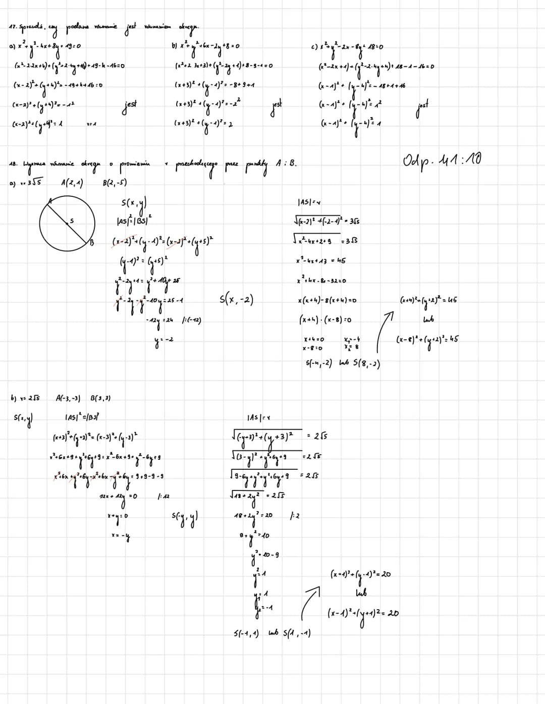 # Geometria analityczna

1. Oblice
adległość między punktami Ai B

a) A(-3,-1), B(-5,-1)

$|AB|=\sqrt{(-5-(-3))^2 + (-1-(-1))^2}$

$|ABI|=\s