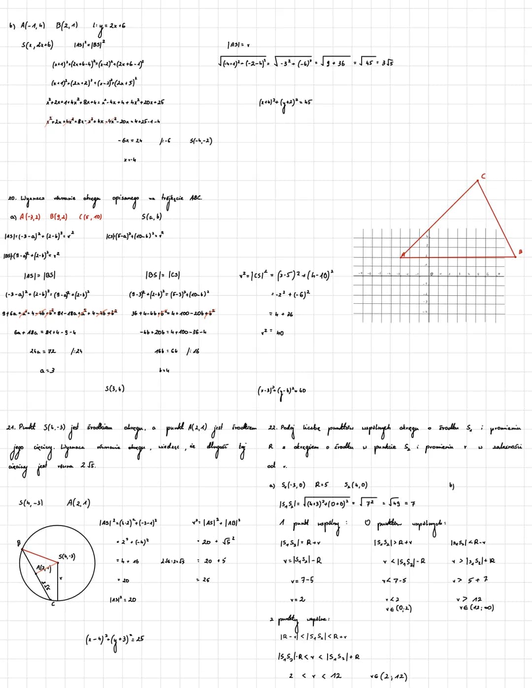 # Geometria analityczna

1. Oblice
adległość między punktami Ai B

a) A(-3,-1), B(-5,-1)

$|AB|=\sqrt{(-5-(-3))^2 + (-1-(-1))^2}$

$|ABI|=\s