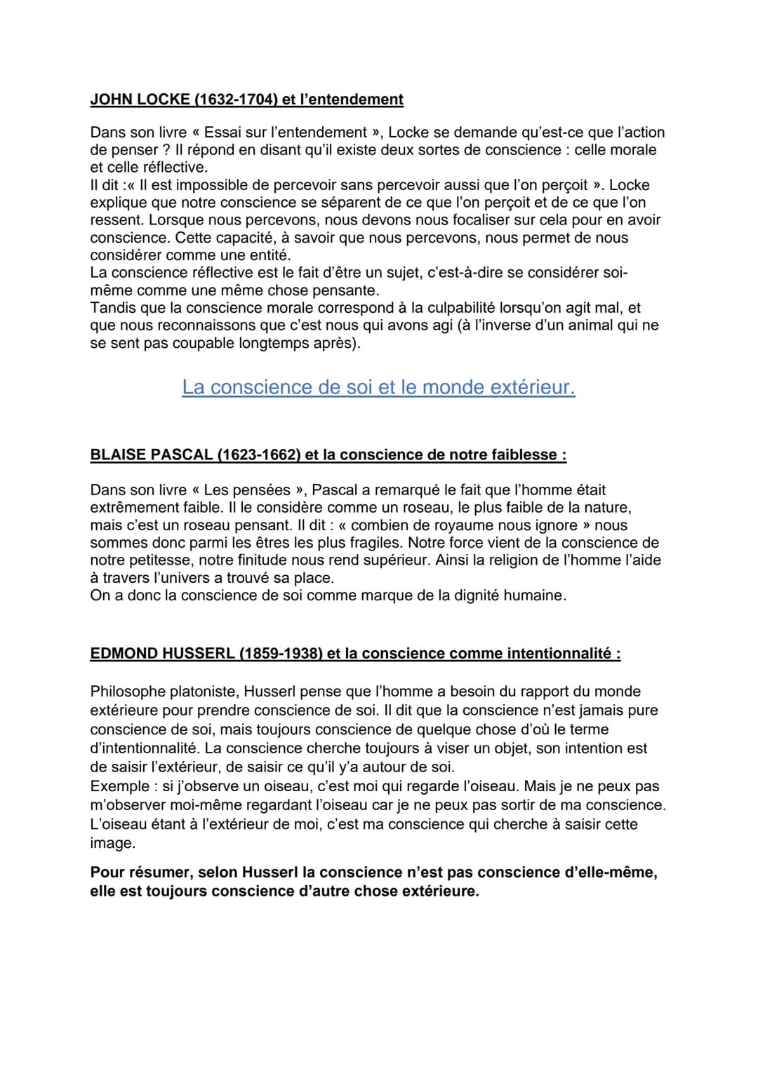 # LA CONSCIENCE

La notion de conscience renvoie à deux grandes significations. D'une part, la
conscience peut être comprise comme conscienc