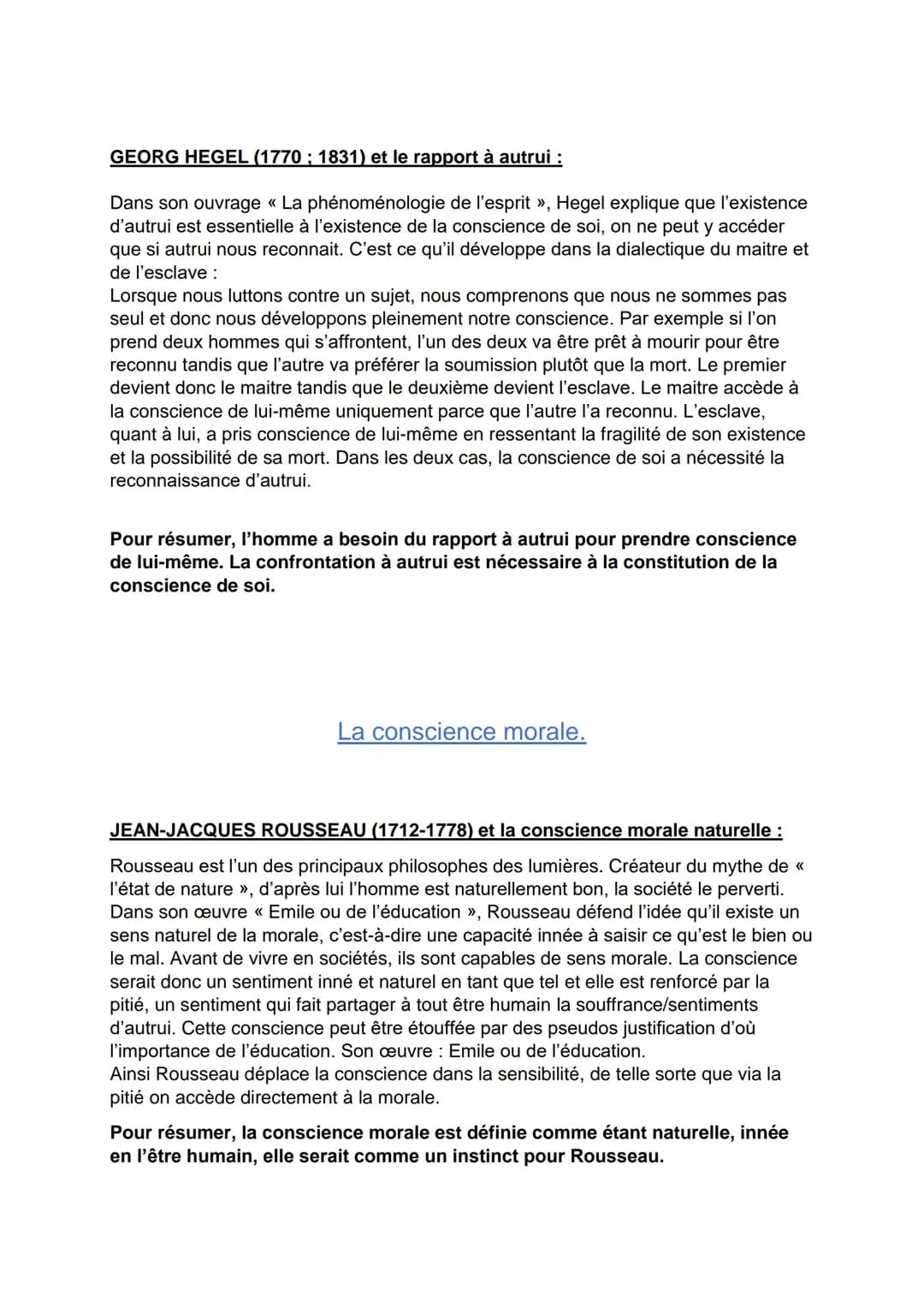 # LA CONSCIENCE

La notion de conscience renvoie à deux grandes significations. D'une part, la
conscience peut être comprise comme conscienc