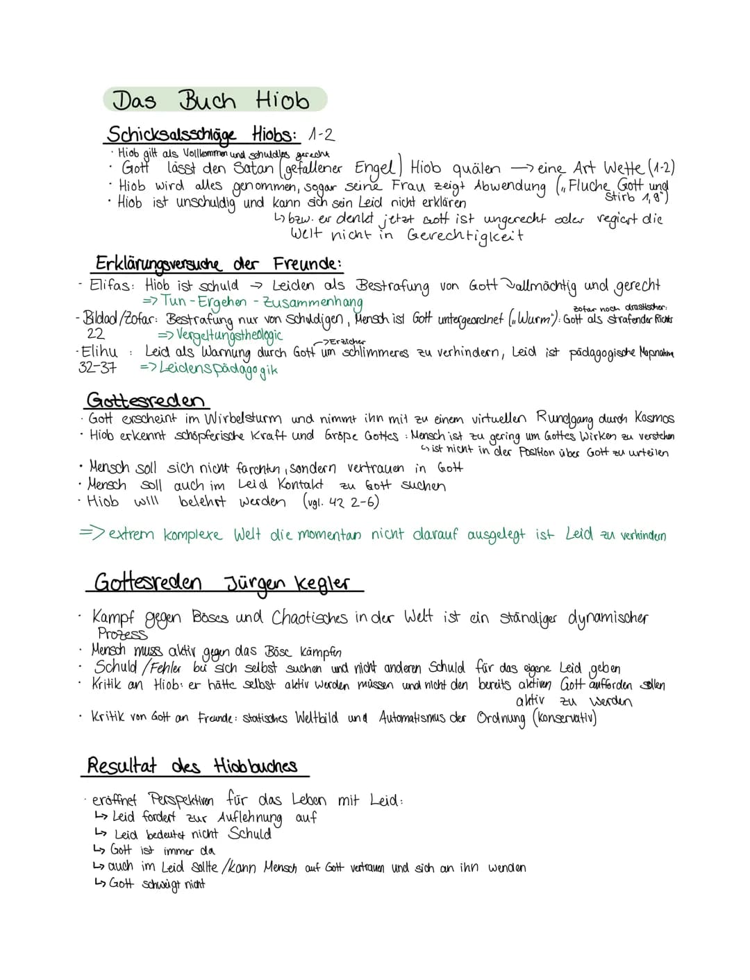 # Das Buch Hiob

Schicksalsschläge Hiobs: 1-2

*   Hiob gilt als Vollkommen und schuldles gerecht.
*   Gott lässt den Satan (gefallener Enge