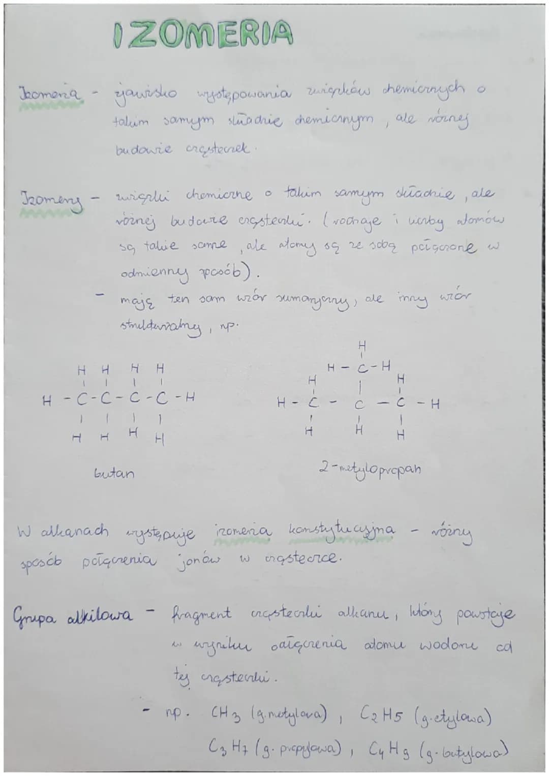 # IZOMERIA

Jkomeia- jawisko występowania zuigpliów chemicrnych o
takim samym stuachie chemicnym, ale vornej
budowie ergsterrek.

Komens - w