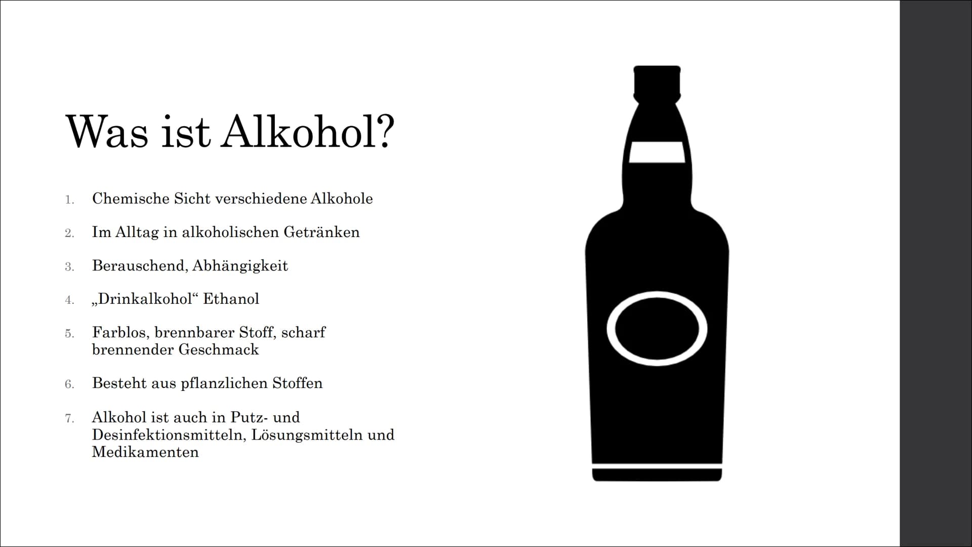 # Wirkungen des
# Alkohols auf
# den
# menschlichen
# Körper
Wie gefährlich kann es sein? Gliederung

1. Was ist Alkohol?
2. Warum trinken M