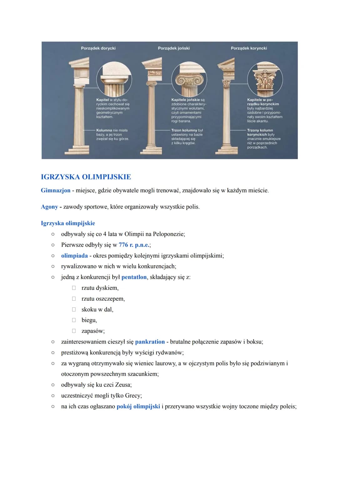 # Kultura Starożytnej Grecji

DATY

pierwsze igrzyska olimpijskie | 776 r. p.n.e.
---|---
Iliada i Odyseja Homera | VIII w. p.n.e.
początek 