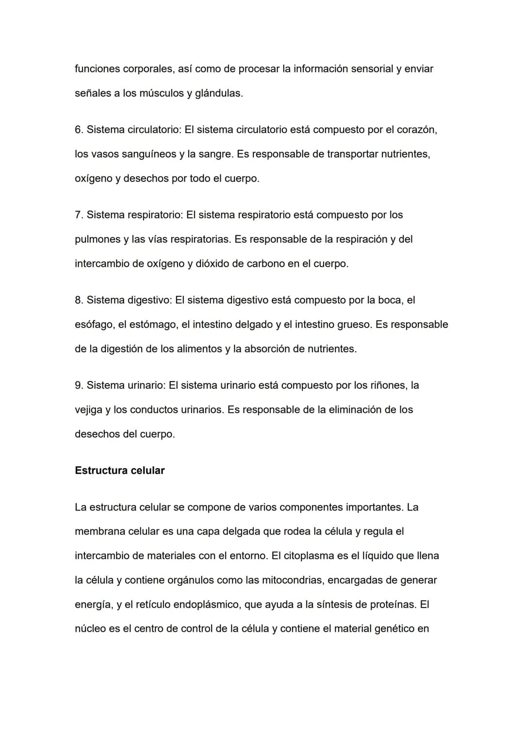 Estructura y organización del cuerpo humano. Estructura celular,
tejidos y órganos.

La estructura y organización del cuerpo humano es un te