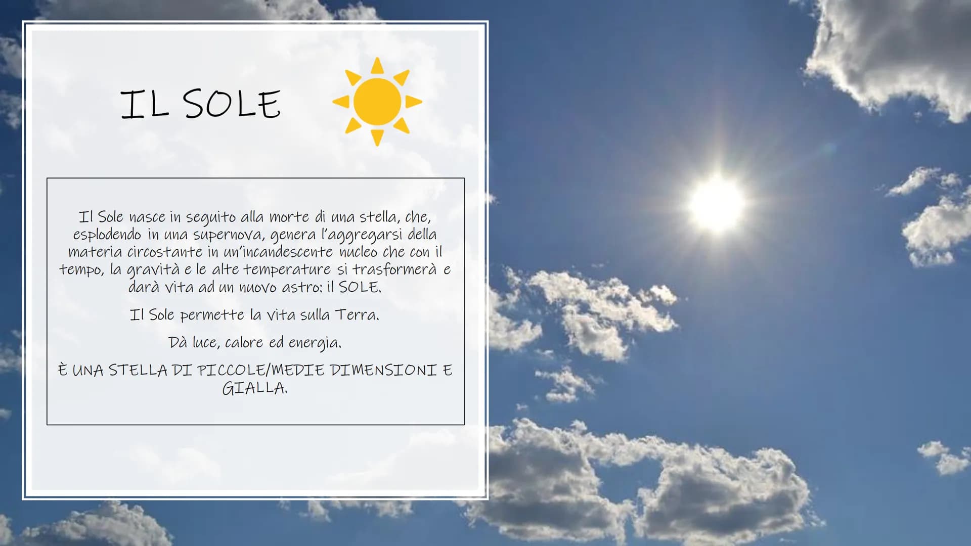 
<p>Il sistema solare è composto da diversi elementi, tra cui:</p>
<h2>Il Sole e il Sistema Solare</h2>
<p>Il sistema solare è composto da u