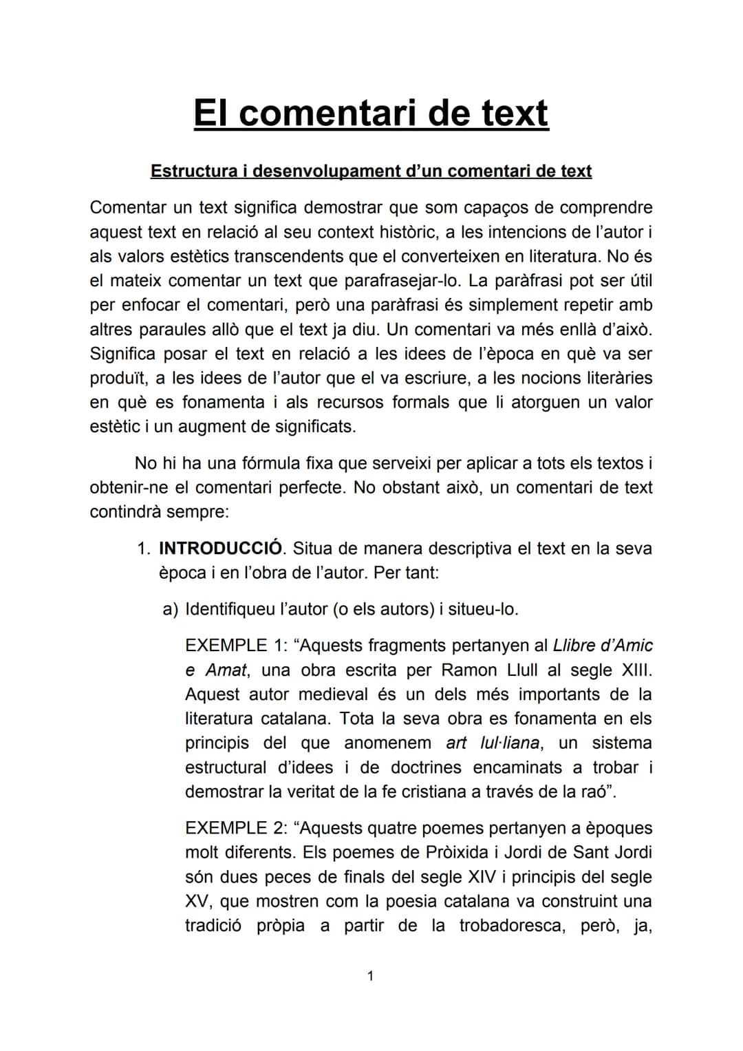 # El comentari de text

## Estructura i desenvolupament d'un comentari de text

Comentar un text significa demostrar que som capaços de comp