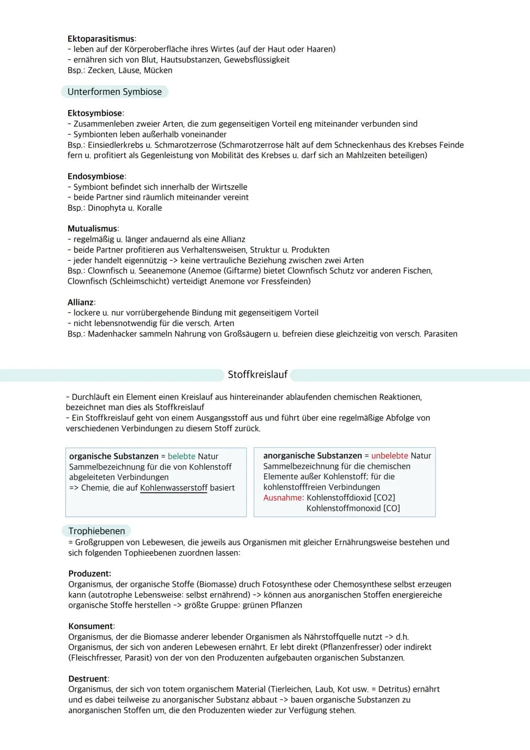 # Ökologie

Ökosystem: Wechselbeziehungen zwischen Organismen und ihrer Umwelt; dynamisches Beziehungsgefüge
aus Biozönose (Lebensgemeinscha