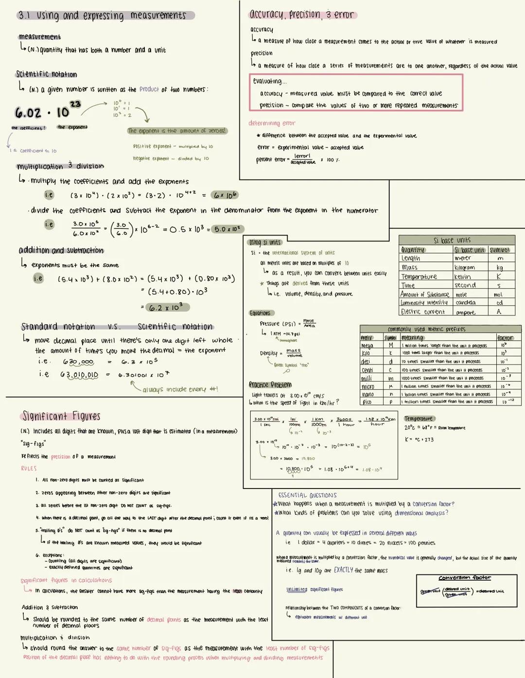 # 3.1 using and expressing measurements

measurement

Lo (N.) quantity that has both a number and a unit

Scientific notation

L (N.) a give