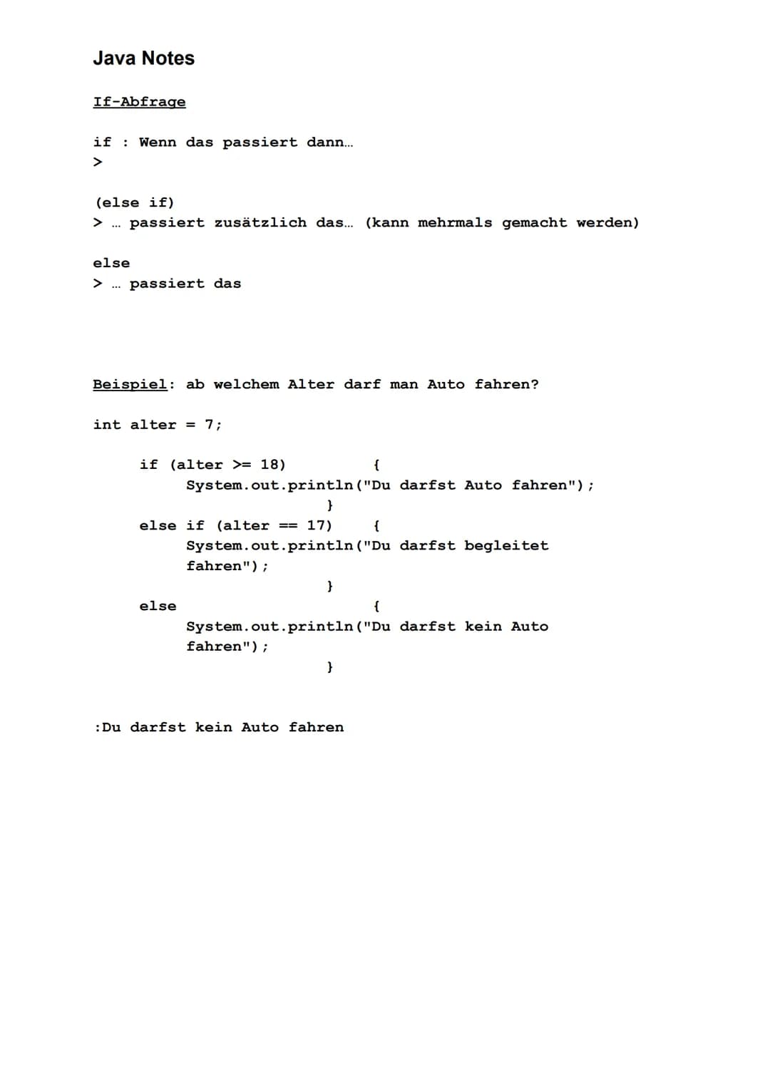 Java Notes

Datentypen
|Datentyp|Wertebereich|
|---|---| 
|int|-2^31... 2^31-1|
|double|-1,7* 10^308 ... 1,7 * 10^308|
|long|-2^63... 2^63-1