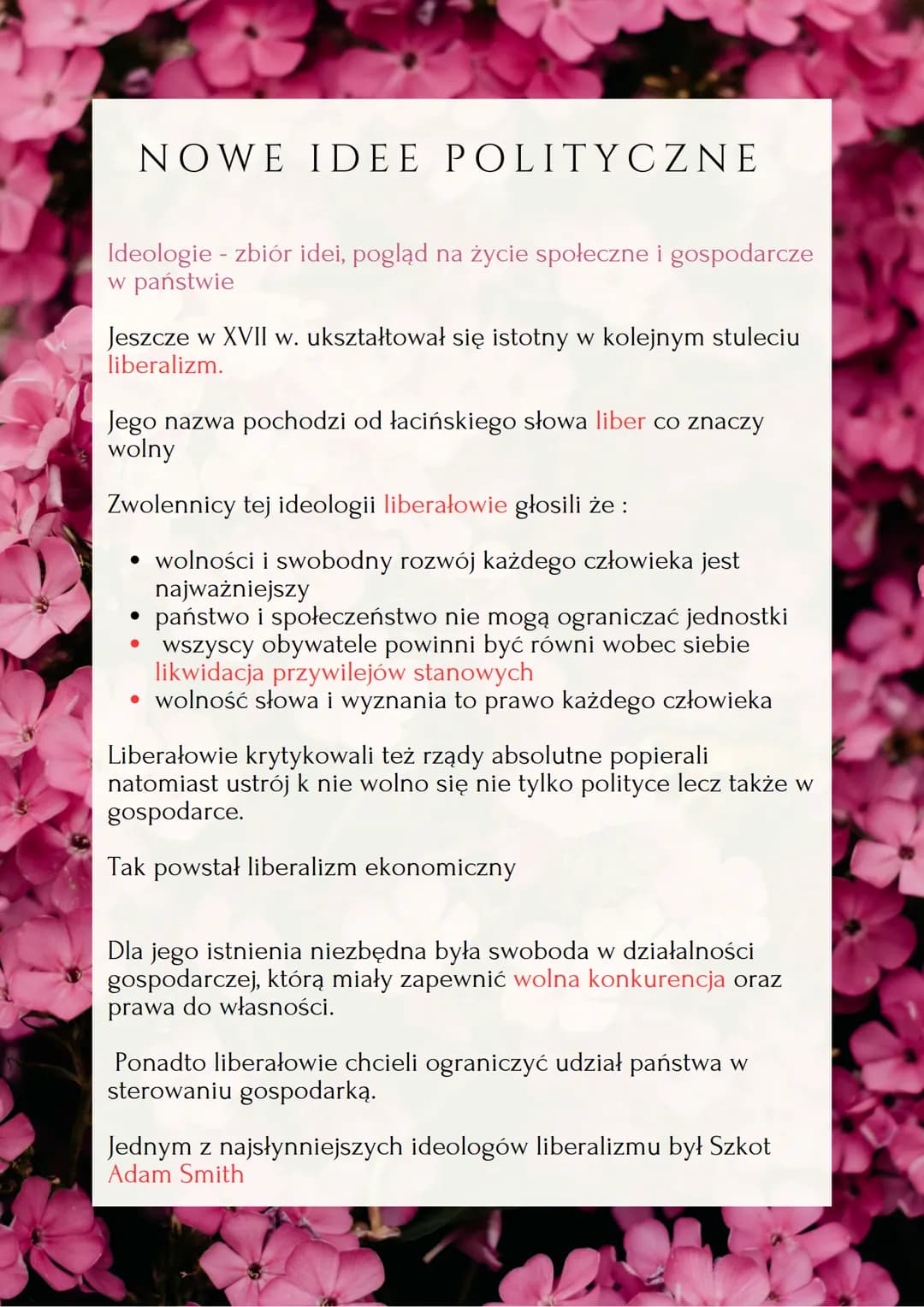 # NOWE IDEE POLITYCZNE

Ideologie - zbiór idei, pogląd na życie społeczne i gospodarcze
w państwie

Jeszcze w XVII w. ukształtował się istot