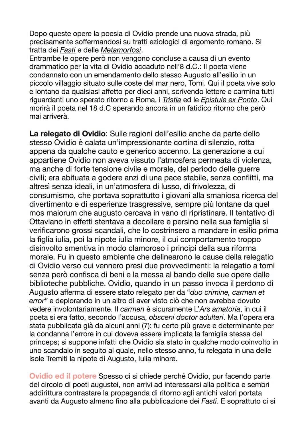# Ovidio

Nella sua abbondantissima produzione poetica il poeta, riprendendo
generi già sfruttati, tenta di rinnovarli con i metodi della va