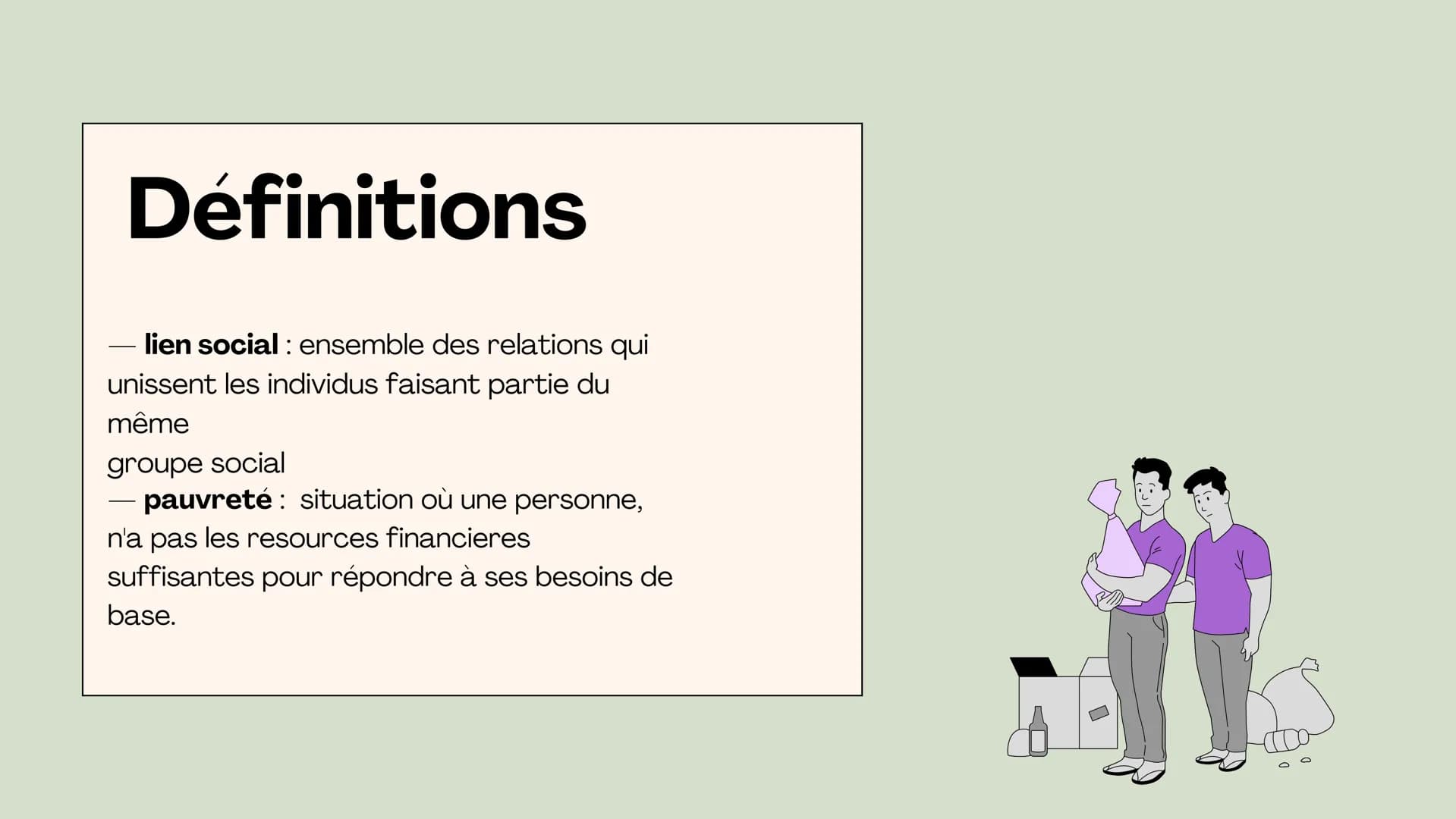 
<h2>Pauvreté et liens sociaux</h2>
<h3>Introduction</h3>
<p>La question de savoir comment la pauvreté impacte les liens sociaux et ce que n