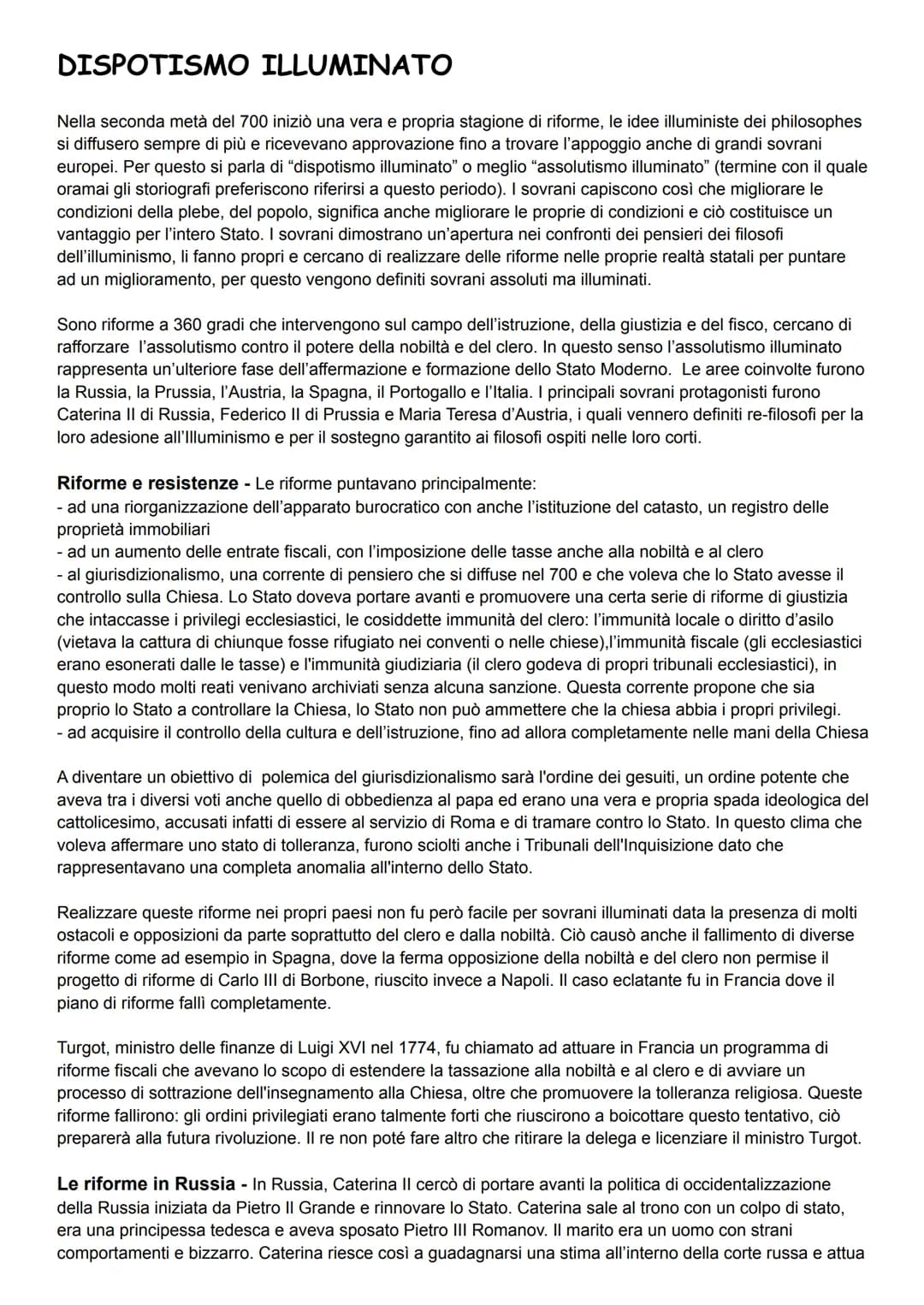 # DISPOTISMO ILLUMINATO

Nella seconda metà del 700 iniziò una vera e propria stagione di riforme, le idee illuministe dei philosophes
si di