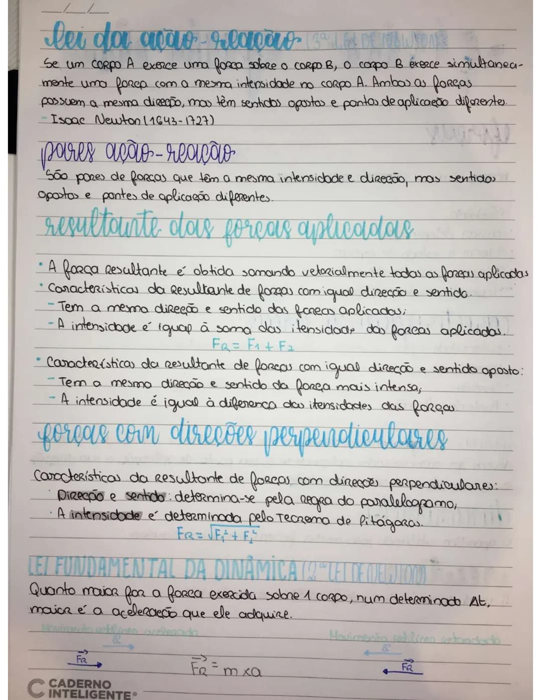 # fisico – química,

forcas

Forea é uma interação entre corpos

L↳ Pedendo

- causar deformações;
- Alterar o estado de repowo;
- Alterar o