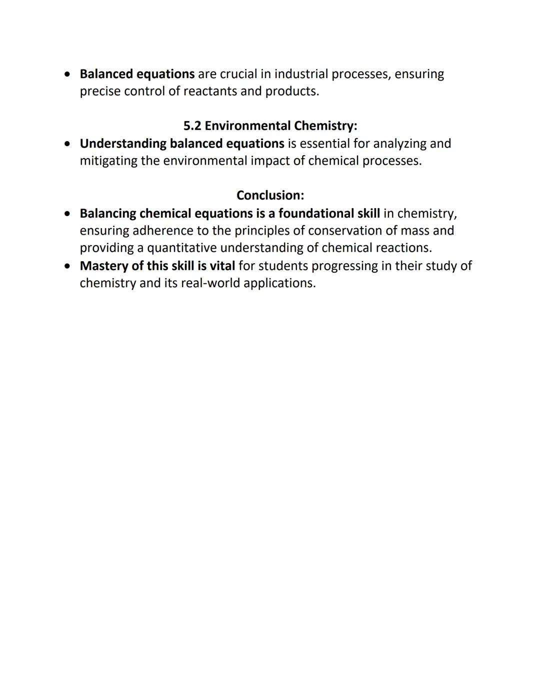 # Title: Balancing Chemical Equations

1. Importance of Balancing Equations

1.1 Conservation of Mass:

• The law of conservation of mass st