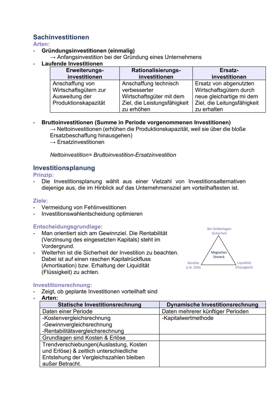 # BWL - Investition

Investitionsbegriff

Definition:

Investition ist die Verwendung finanzieller Mittel zur Beschaffung von
Vermögensgegen