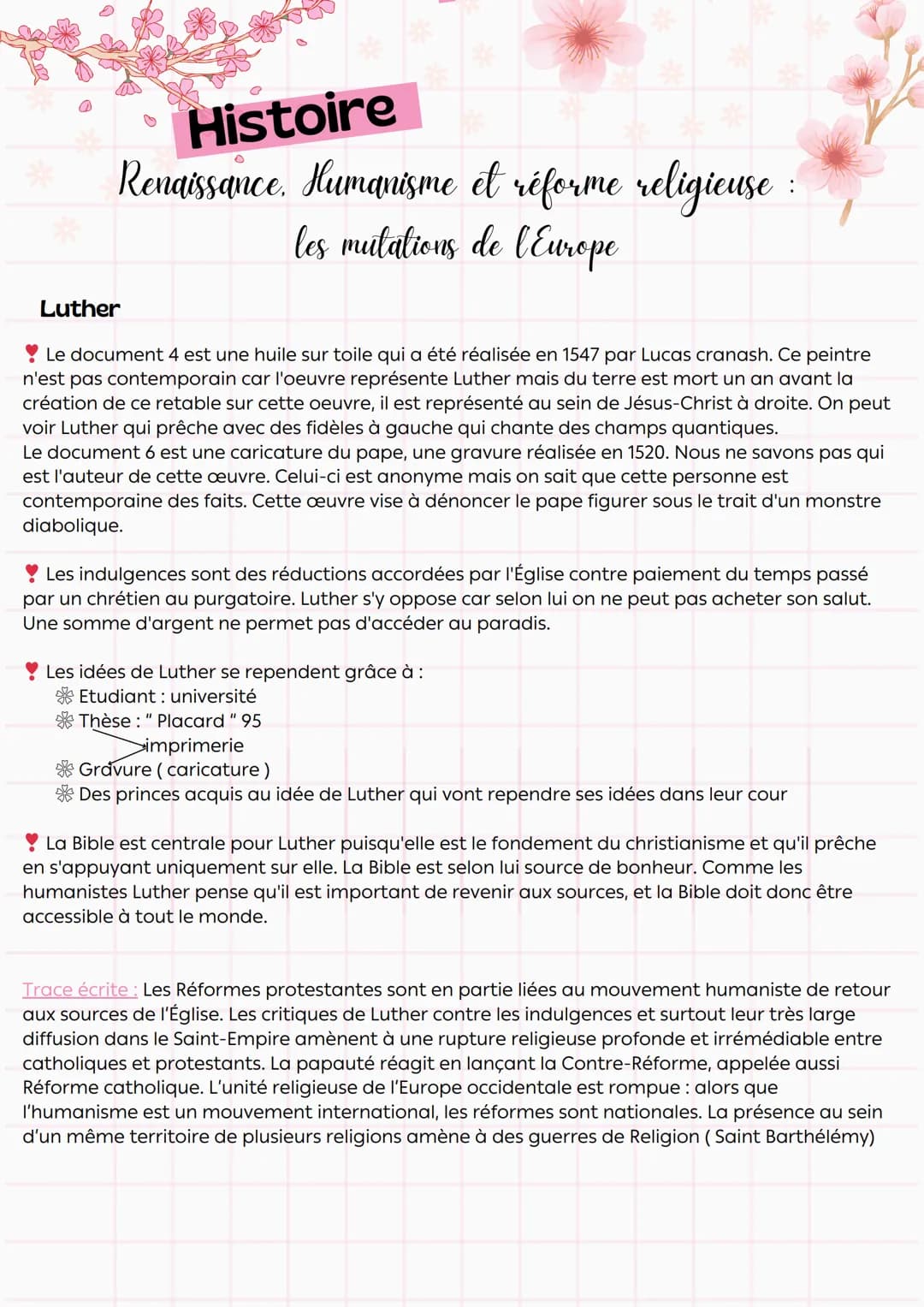 # Histoire

Renaissance. Humanisme et réforme religieuse :
les mutations de l'Europe

Définition

• La Renaissance naît en Italie dès le XIV