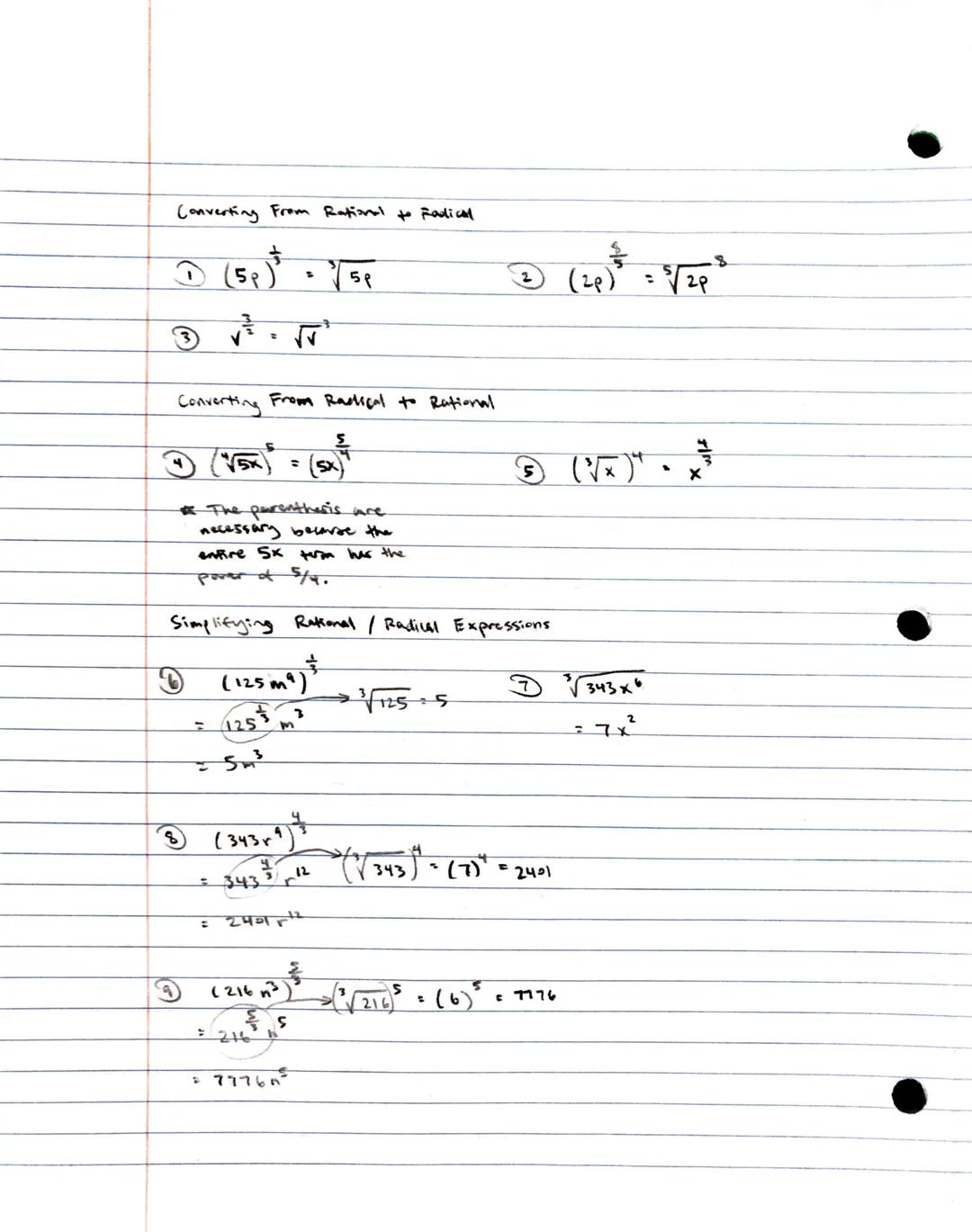 # Rational Exponents

- multiplying w/ same base = add exponents
- division w/ same base = subtract exponents
- power + power = multiply exp