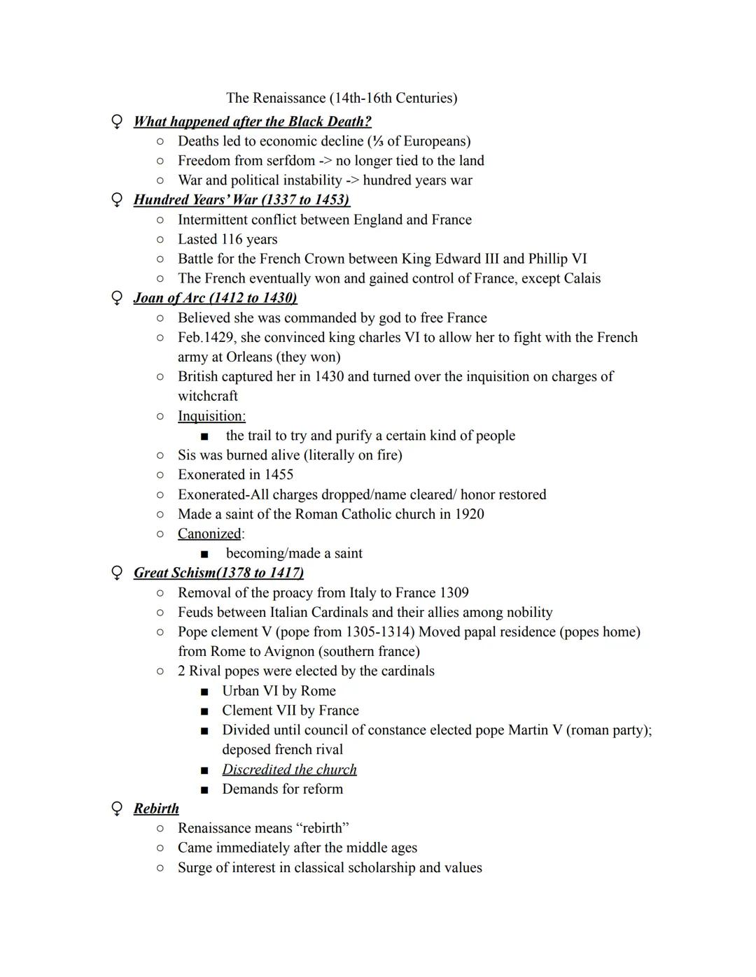 The Renaissance (14th-16th Centuries)

What happened after the Black Death?

• Deaths led to economic decline (% of Europeans)

• Freedom fr