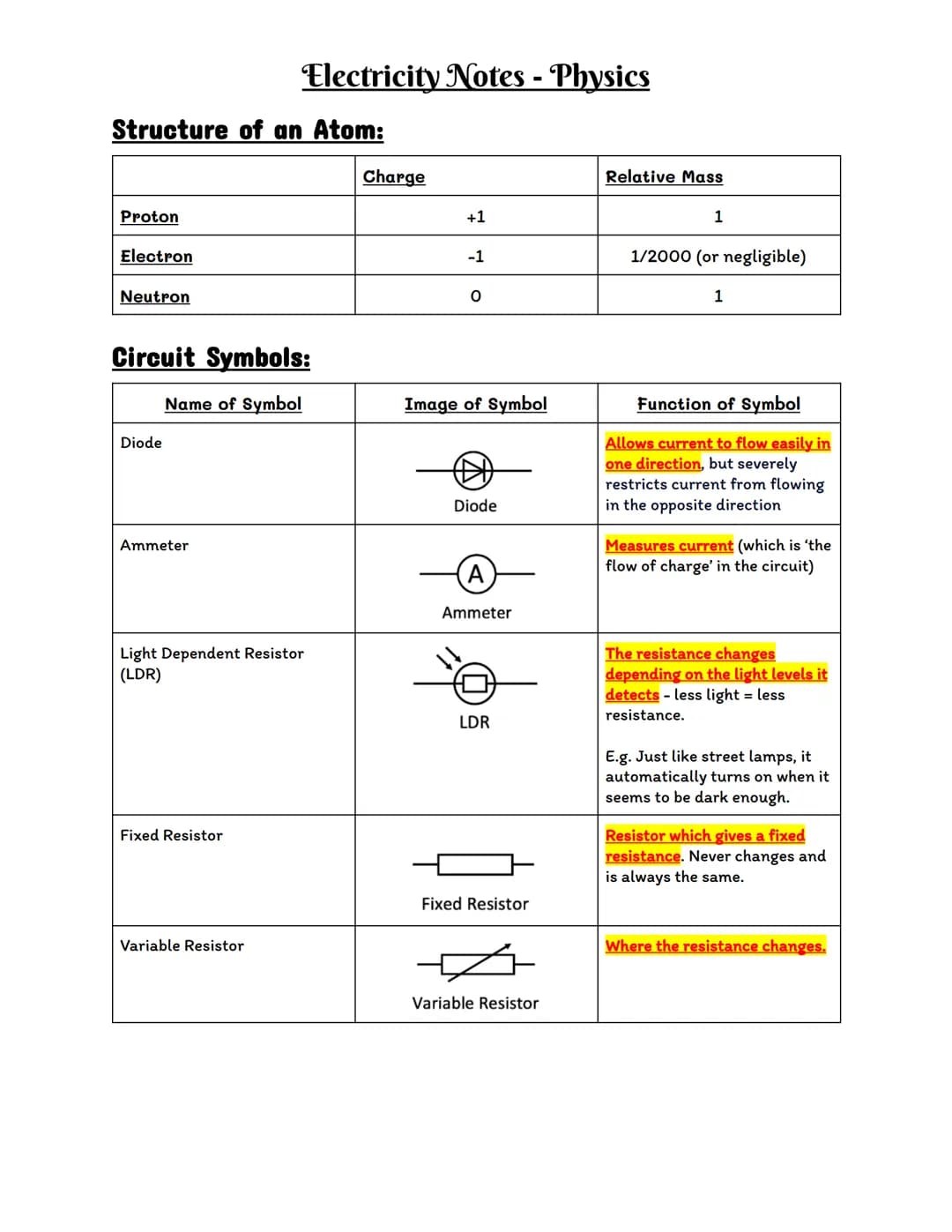 # Electricity Notes - Physics

# Series and Parallel Circuits:

## Series Circuits:

- It is a closed circuit
- Has the same current
- Has a