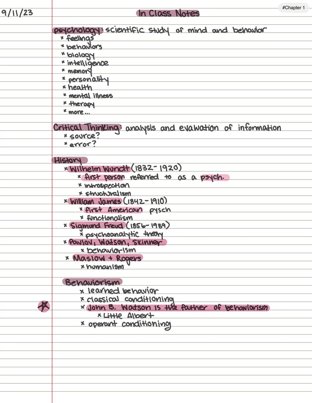 Chpl
Introduction to Psychology
#Chapter 1
psychology: refers to the scientific study of the
mind and behaviors
* psychologists use the scie