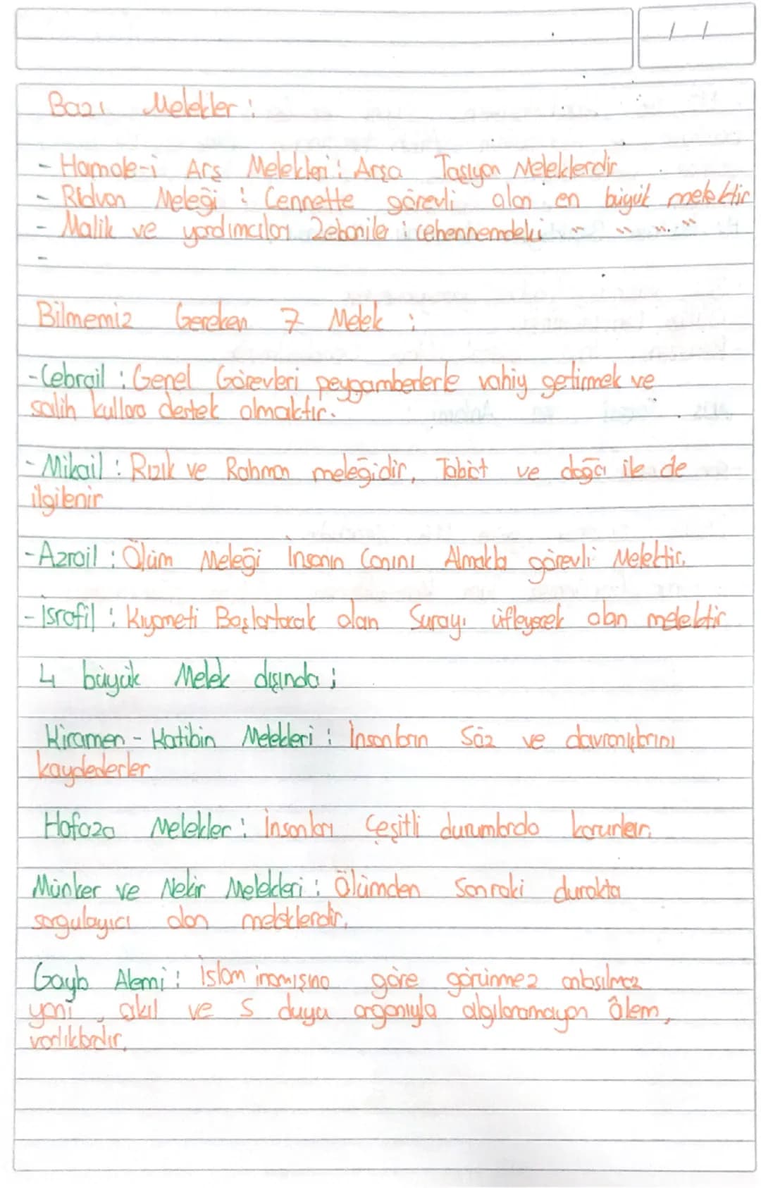 Din Kültürü Önemli Notlar:

Kiraman - Katibin: Yazıcı Meleklerdir sağımızda, solumuzda
Bulunar.
Münker - Nekir : Kabir Hayatında bizi sorgub