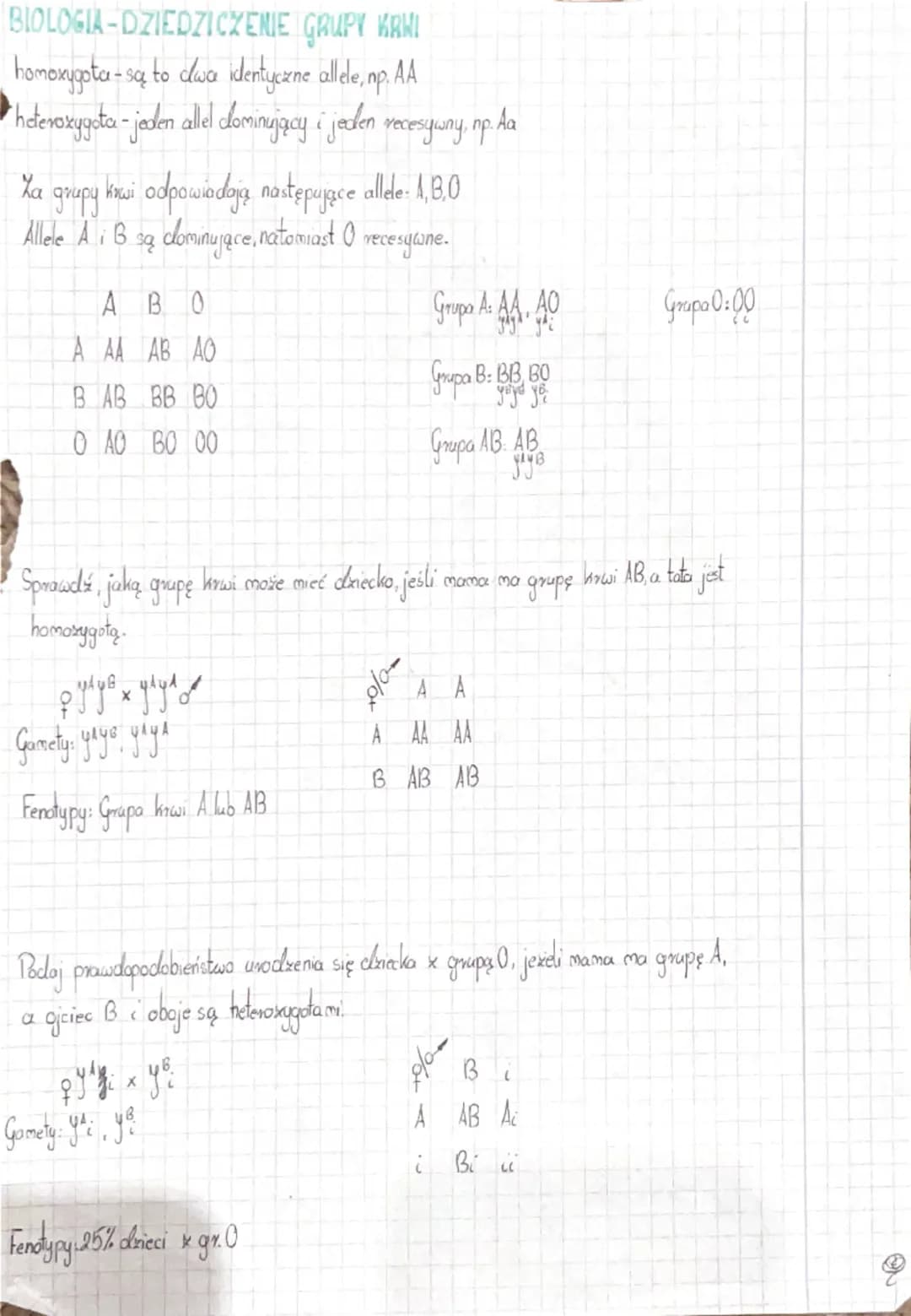 BIOLOGIA-DZIEDZICZENIE GRUPY KANI
homoxygota-są to dwa identyczne allele, np. AA
heteroxyyota - jeden allel dominujący i jeden recesywny, np