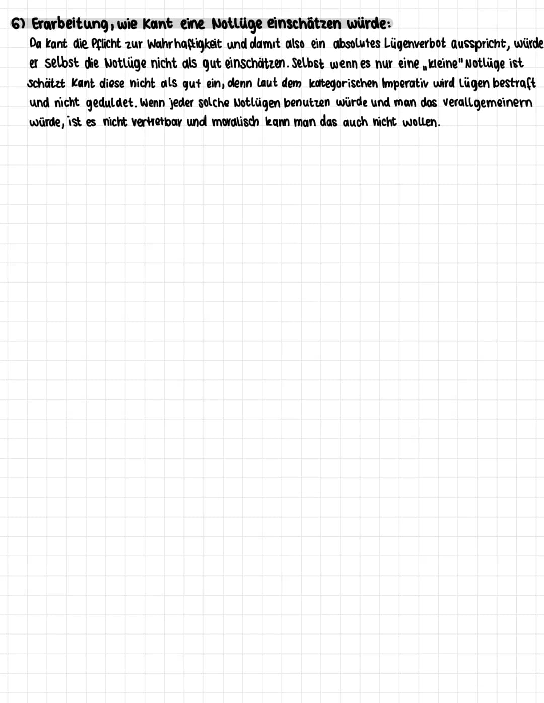 # Der kategorische Imperativ

1. Kernsatz des kategorischen Imperativ in eigenen Worten:

Der kategorische Imperativ beschreibt eine univers
