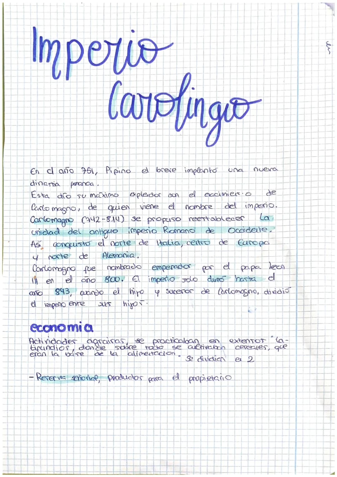 Imperio
Carolingo

En el año 761, Pipino el breve implanto una nueva
dinartia peranca.
Esta dão su máximo explerdor con el nacimiero de
Cart