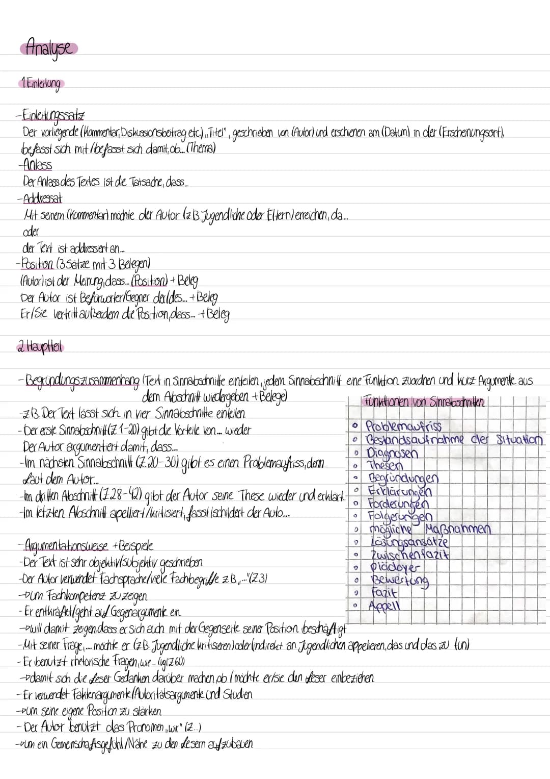 # Analyse

1 Einleitung

-Einleitungssatz
Der vorliegende (Kommentar, Diskussionsbeitrag etc.), Titel", geschrieben von (Autor) und erschien