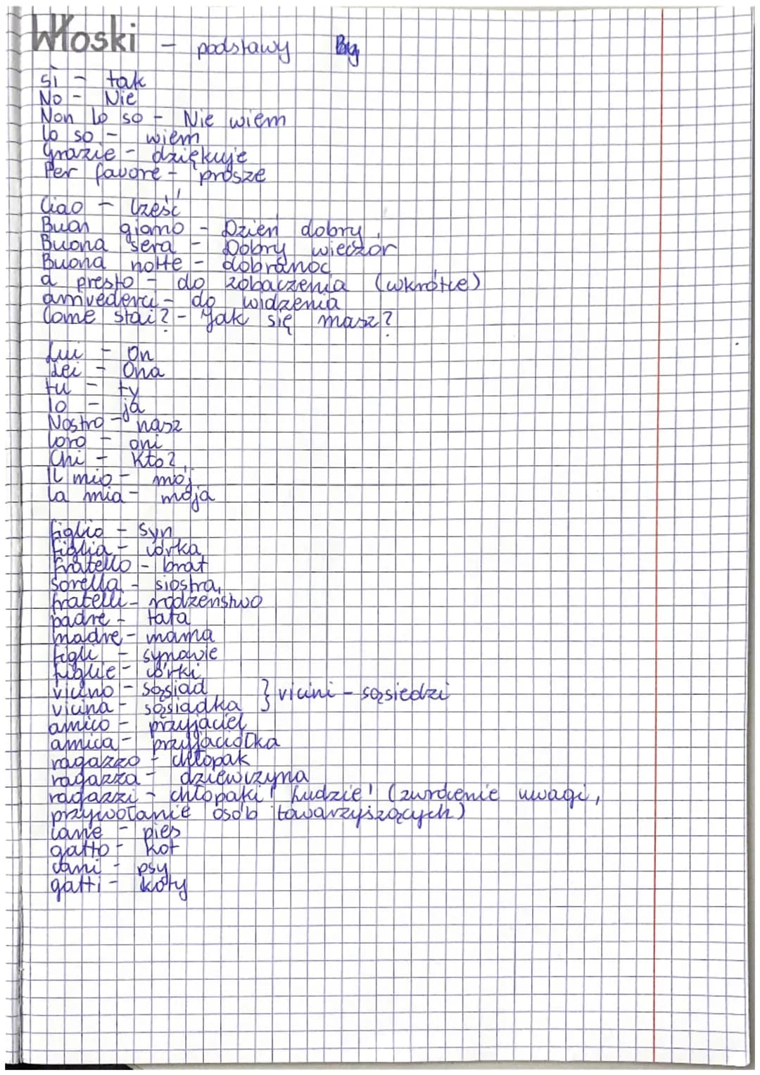 Moski - podstawy Big

Si - tak
No - Nie
Non lo so - Nie wiem
Lo so - wiem
Grazie - dziękuje
Per favore prosze

Ciao - Izesc
Buan giamo - Dzi
