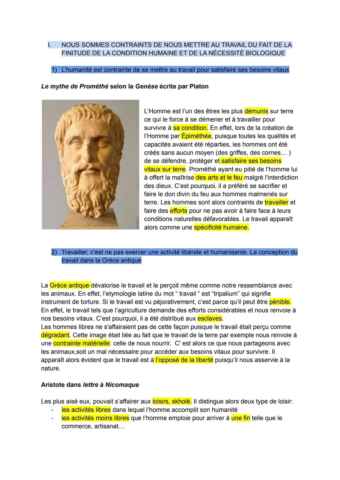 # Le travail

DÉFINITIONS

Travail : ( tripalium : instrument de torture ) il serait une peine, un fardeau que l'homme
chercherai à fuir

to