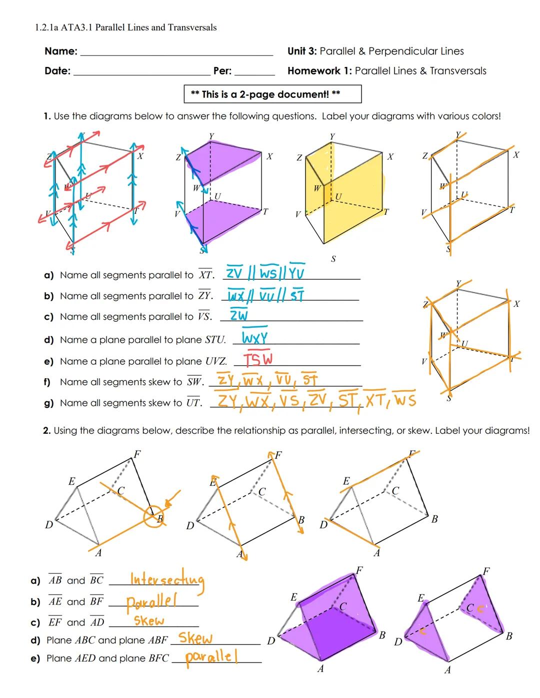 # 1.2.1a ATA3.1 Parallel Lines and Transversals

Name: ________________________________________________________________________________ Date